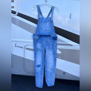 Cat & Jack DENIM OVERALLS LONG Girls XL 14/16 Women XS 0-2 Stretch Button Straps
